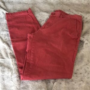 Red chino khaki pants 32x34 ultimate slim stretch office wear business Old Navy